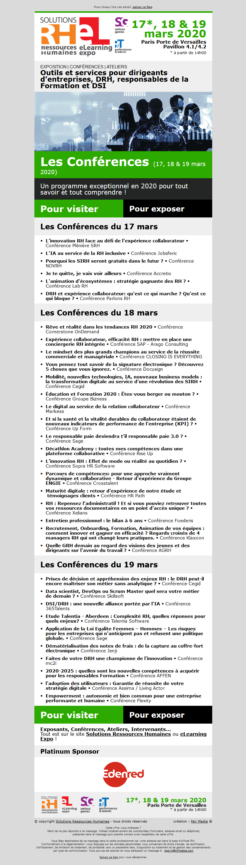 Salon solutions RH et e-learning expo : Le salon des outils et services dédiés aux dirigeants d'entreprises, aux responsables des Ressources Humaines, de la Formation et des Systèmes d'Information